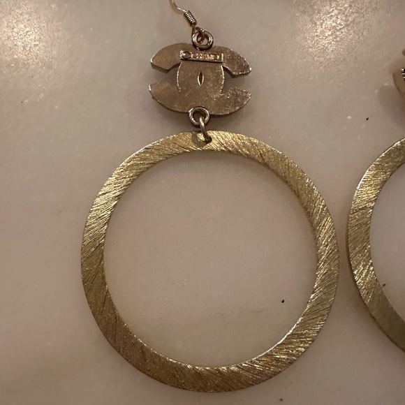 Gold and Black Hoop Earrings - Picture 2 of 4